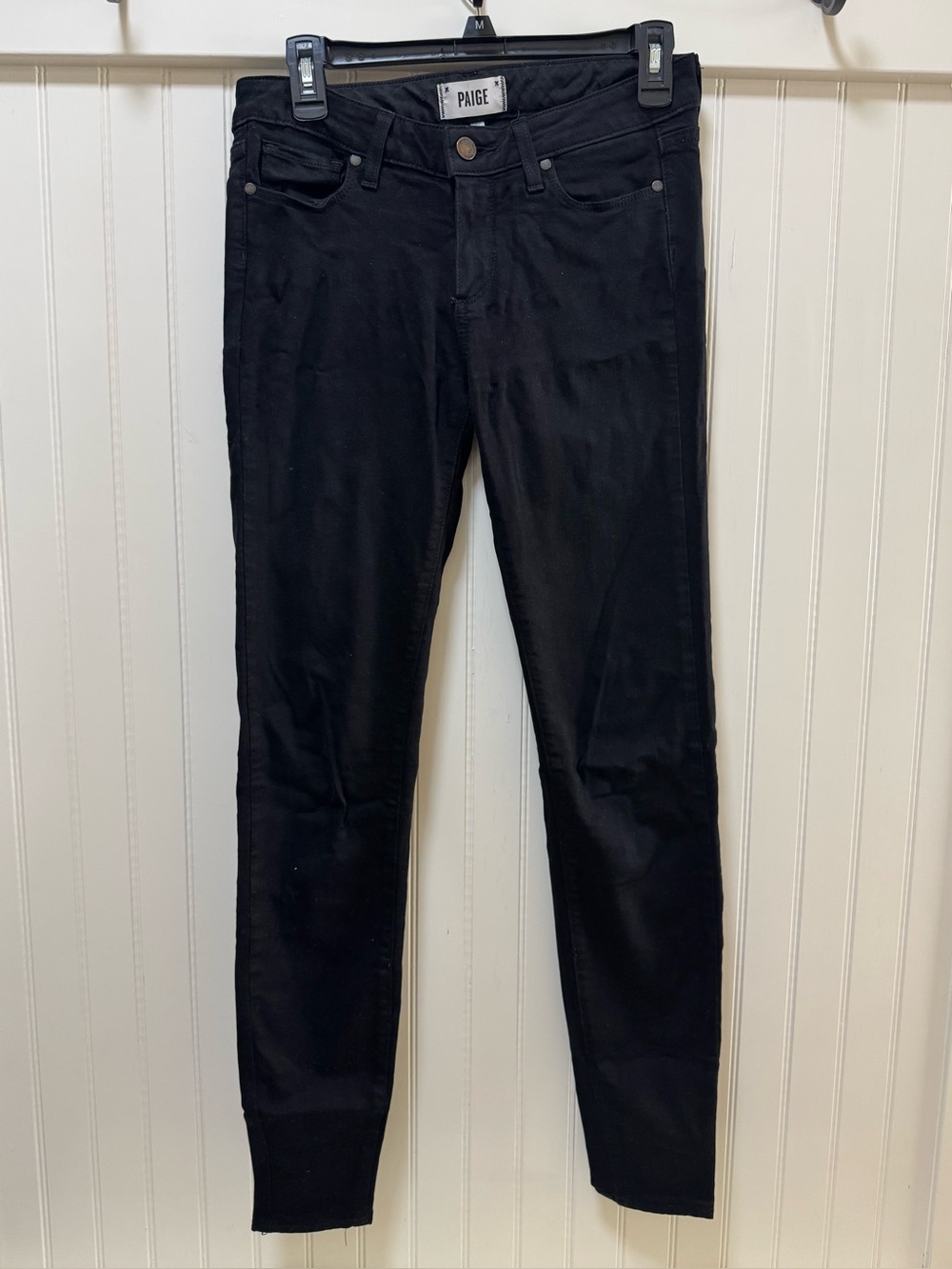 PAIGE Skyline Skinny Jeans Black Size 27 Mid Rise Stretch Denim